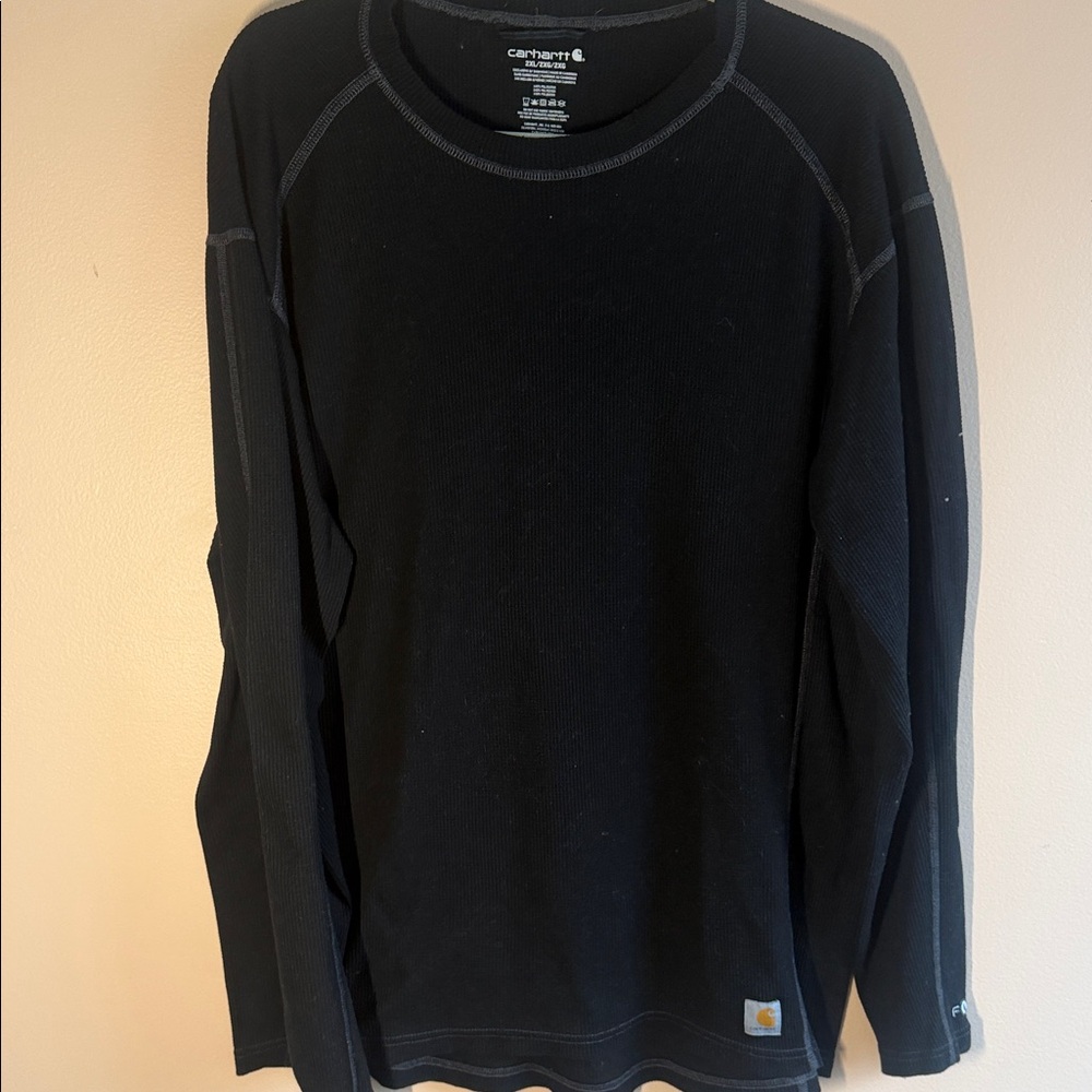 Carhartt Black Thermal Waffle-Knit Long Sleeve Shirt